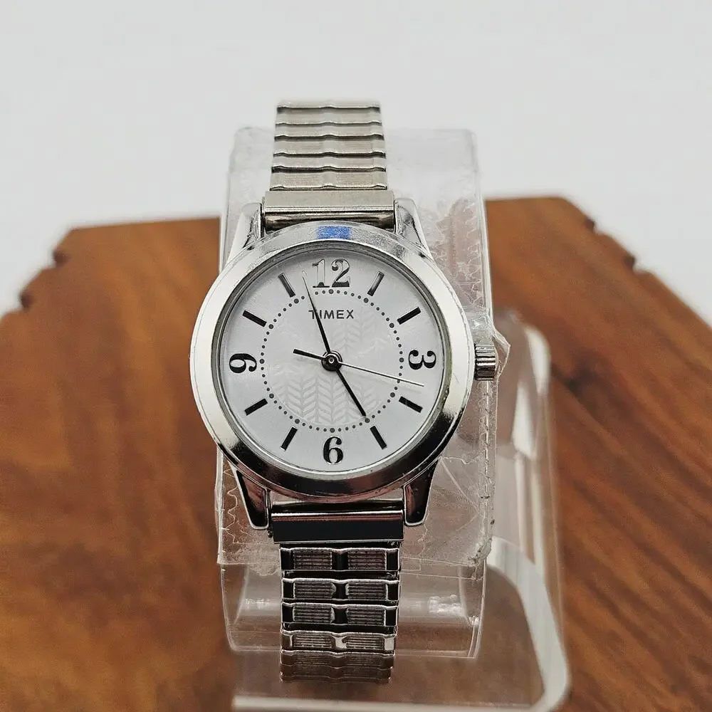 Timex Silver Tone Analog Watch Stretch Band Simple Basic Casual Everyday